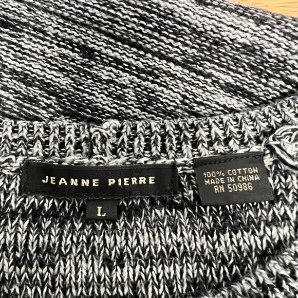Jeanne Pierre Womens Tunic Sweater Black White Marled Long Sleeve Pockets L - Picture 9 of 9